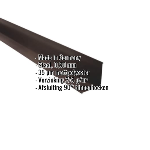 Binnenhoek | 11,5 cm x 11,5 cm x 2,00 m | Staal 0,50 mm | 35 µm Mattpolyester | 32 - Donkerbruin #2