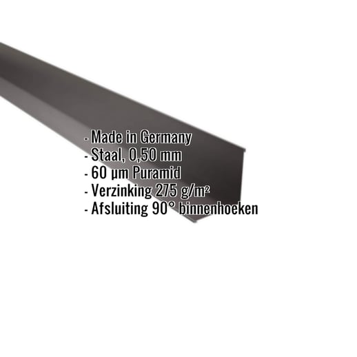 Binnenhoek | 11,5 cm x 11,5 cm x 2,00 m | Staal 0,50 mm | 60 µm Puramid | 6017 - Chocoladebruin #2