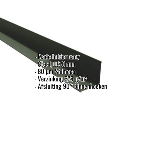 Binnenhoek | 11,5 cm x 11,5 cm x 2,00 m | Staal 0,50 mm | 80 µm Shimoco | 6020 - Chroomoxydegroen #2