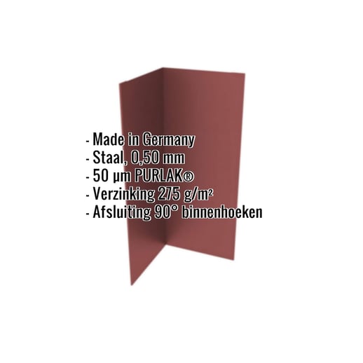 Binnenhoek | 15 cm x 15 cm x 2,00 m | Staal 0,50 mm | 50 µm PURLAK® | 8012 - Roodbruin #2