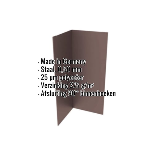 Binnenhoek | 15 cm x 15 cm x 2,00 m | Staal 0,50 mm | 50 µm PURMAT® | 8017 - Chocoladebruin #2