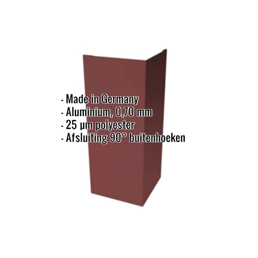 Buitenhoek | 10 cm x 10 cm x 2,00 m | Aluminium 0,70 mm | 25 µm Polyester | 8012 - Roodbruin #2