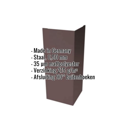 Buitenhoek | 10 cm x 10 cm x 2,00 m | Staal 0,50 mm | 35 µm mattpolyester | 8017 - Chocoladebruin #2