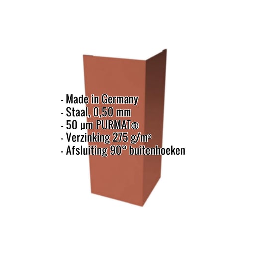 Buitenhoek | 10 cm x 10 cm x 2,00 m | Staal 0,50 mm | 50 µm PURMAT® | 750 - Tegelrood #2