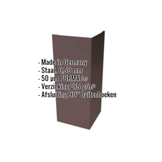 Buitenhoek | 10 cm x 10 cm x 2,00 m | Staal 0,50 mm | 50 µm PURMAT® | 8017 - Chocoladebruin #2