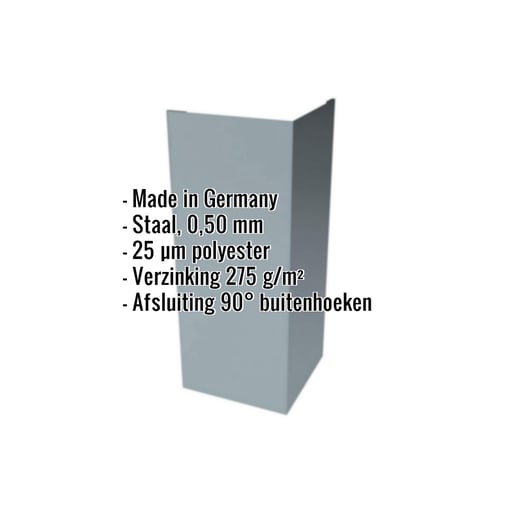 Buitenhoek | 10 cm x 10 cm x 2,00 m | Staal 0,50 mm | 25 µm Polyester | 7000 - Pelsgrijs #2