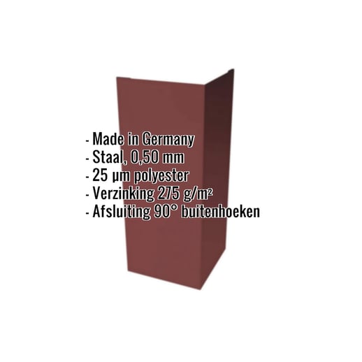 Buitenhoek | 10 cm x 10 cm x 2,00 m | Staal 0,50 mm | 25 µm Polyester | 8012 - Roodbruin #2