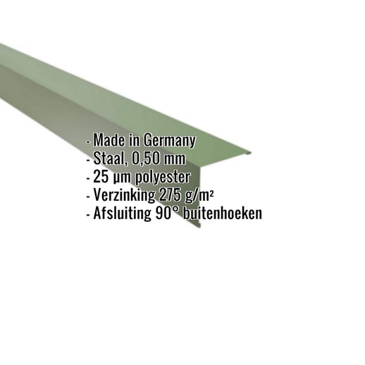 Buitenhoek | 11,5 x 11,5 cm | Staal 0,50 mm | 25 µm Polyester | 6011 - Resedagroen #2