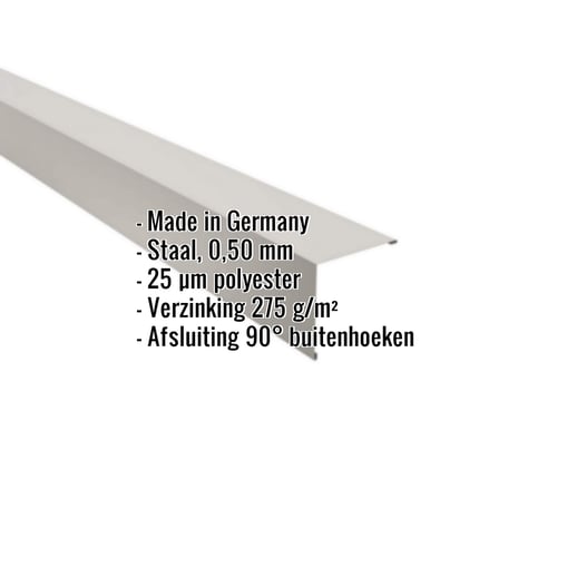 Buitenhoek | 11,5 x 11,5 cm | Staal 0,50 mm | 25 µm Polyester | 7035 - Lichtgrijs #2