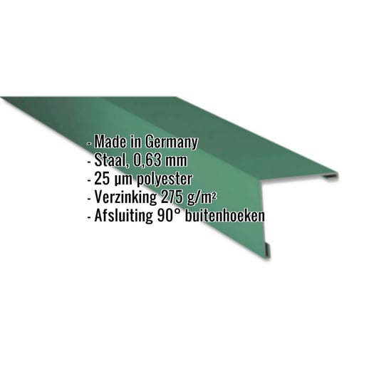 Buitenhoek | 11,5 x 11,5 cm | Staal 0,63 mm | 25 µm Polyester | 6020 - Chroomoxydegroen #2