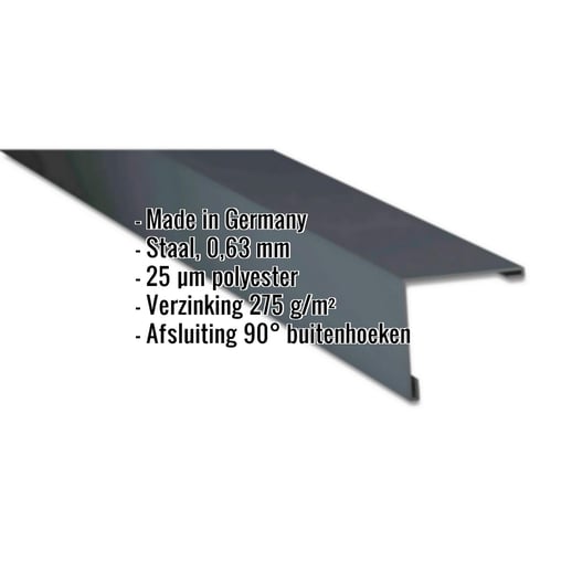 Buitenhoek | 11,5 x 11,5 cm | Staal 0,63 mm | 25 µm Polyester | 7016 - Antracietgrijs #2