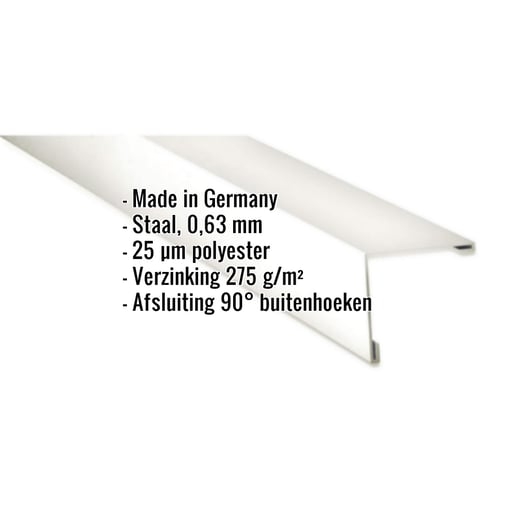 Buitenhoek | 11,5 x 11,5 cm | Staal 0,63 mm | 25 µm Polyester | 9010 - Zuiverwit #2