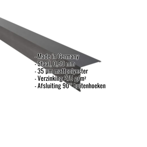 Buitenhoek | 11,5 x 11,5 cm | Staal 0,50 mm | 35 µm Mattpolyester | 23 - Donkergrijs #2