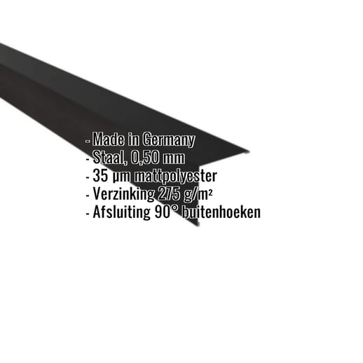 Buitenhoek | 11,5 x 11,5 cm | Staal 0,50 mm | 35 µm Mattpolyester | 33 - Zwart #2