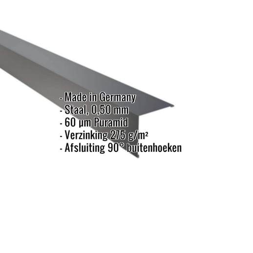 Buitenhoek | 11,5 x 11,5 cm | Staal 0,50 mm | 60 µm Puramid | 7016 - Antracietgrijs #2