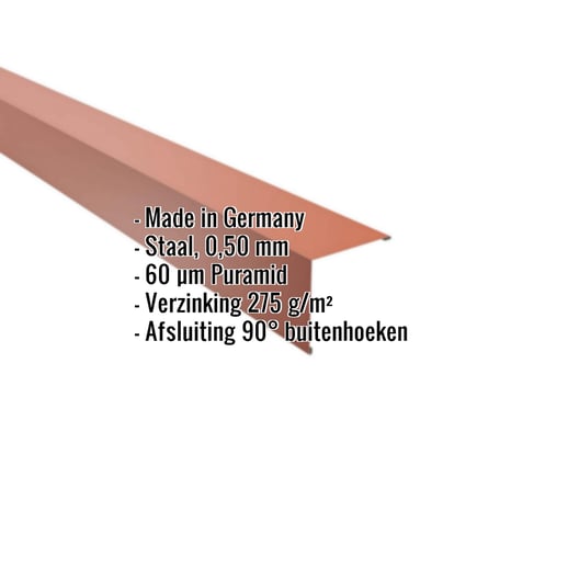 Buitenhoek | 11,5 x 11,5 cm | Staal 0,50 mm | 60 µm Puramid | 8004 - Koperbruin #2