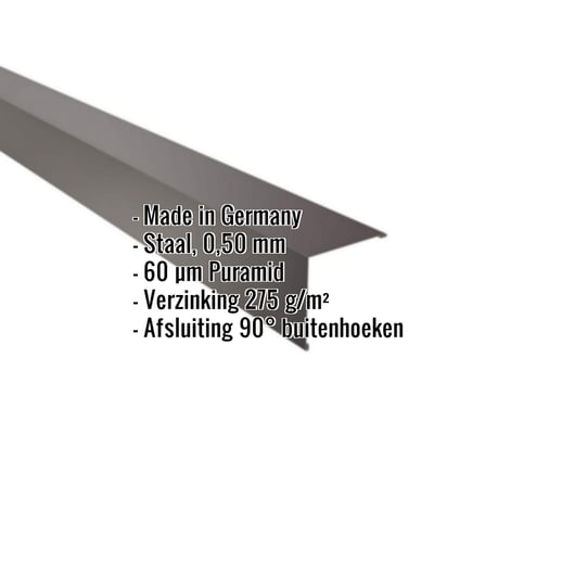 Buitenhoek | 11,5 x 11,5 cm | Staal 0,50 mm | 60 µm Puramid | 6017 - Chocoladebruin #2