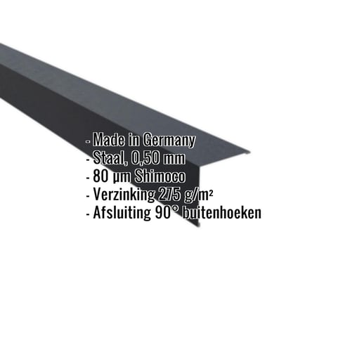 Buitenhoek | 11,5 x 11,5 cm | Staal 0,50 mm | 80 µm Shimoco | 7016 - Antracietgrijs #2