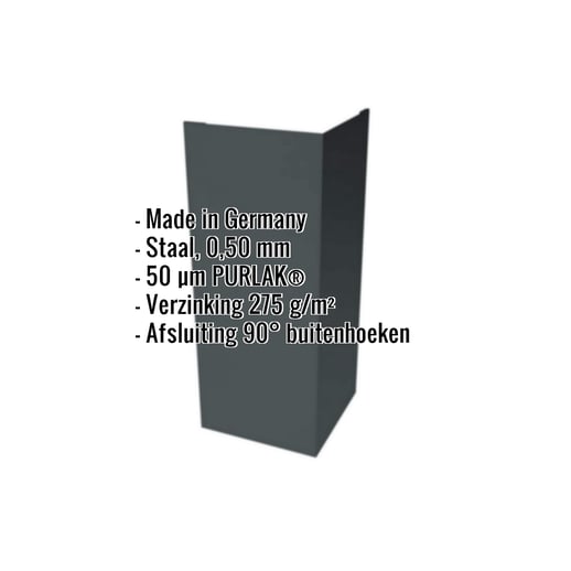 Buitenhoek | 15 cm x 15 cm x 2,00 m | Staal 0,50 mm | 50 µm PURLAK® | 7016 - Antracietgrijs #2