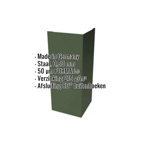 Buitenhoek | 15 cm x 15 cm x 2,00 m | Staal 0,50 mm | 50 µm PURMAT® | 011 - Groen #2