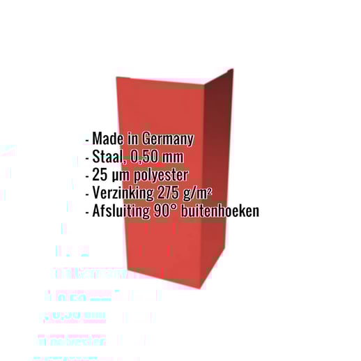 Buitenhoek | 15 cm x 15 cm x 2,00 m | Staal 0,50 mm | 25 µm Polyester | 3016 - Koraalrood #2
