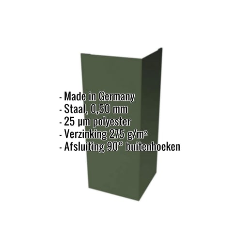 Buitenhoek | 15 cm x 15 cm x 2,00 m | Staal 0,50 mm | 25 µm Polyester | 6020 - Chroomoxydegroen #2