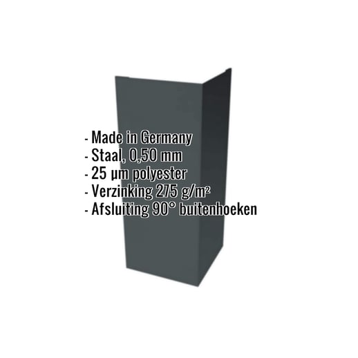 Buitenhoek | 15 cm x 15 cm x 2,00 m | Staal 0,50 mm | 25 µm Polyester | 7016 - Antracietgrijs #2