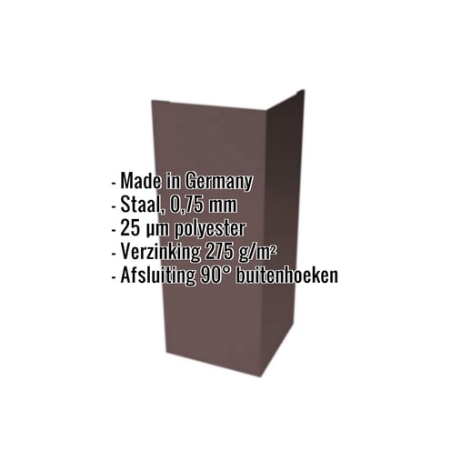 Buitenhoek | 15 cm x 15 cm x 2,00 m | Staal 0,75 mm | 25 µm Polyester | 8017 - Chocoladebruin #2