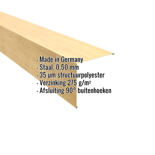 Buitenhoek | 19,5 x 19,5 cm | Staal 0,50 mm | 35 µm Structuurpolyester | Houtlook - Ahorn #2