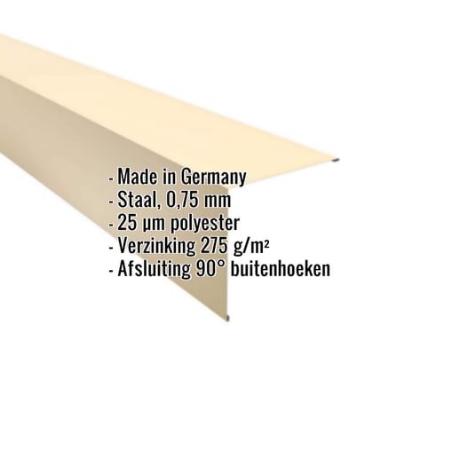 Buitenhoek | 19,5 x 19,5 cm | Staal 0,75 mm | 25 µm Polyester | 1015 - Licht ivoorkleurig #2