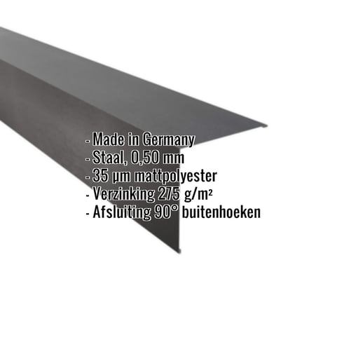 Buitenhoek | 19,5 x 19,5 cm | Staal 0,50 mm | 35 µm Mattpolyester | 23 - Donkergrijs #2