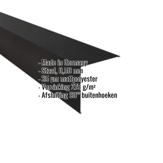 Buitenhoek | 19,5 x 19,5 cm | Staal 0,50 mm | 35 µm Mattpolyester | 33 - Zwart #2