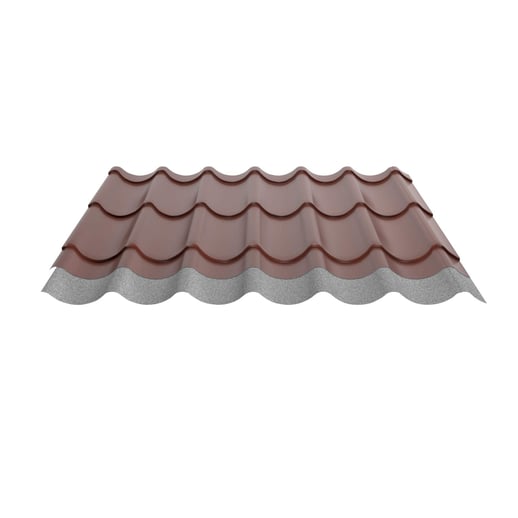 Dakpanplaat 2/1060 | Anti-Drup 1000 g/m² | Staal 0,50 mm | 25 µm Polyester | 8012 - Roodbruin #10