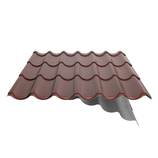 Dakpanplaat 2/1060 | Anti-Drup 1000 g/m² | Staal 0,50 mm | 25 µm Polyester | 8012 - Roodbruin #11