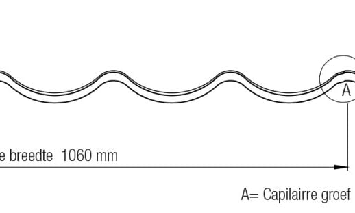 Dakpanplaat 2/1060 | Anti-Drup 1000 g/m² | Aluminium 0,70 mm | 25 µm Polyester | 6005 - Mosgroen #10