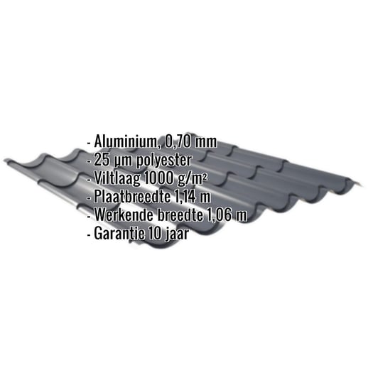 Dakpanplaat 2/1060 | Anti-Drup 1000 g/m² | Aluminium 0,70 mm | 25 µm Polyester | 7016 - Antracietgrijs #2