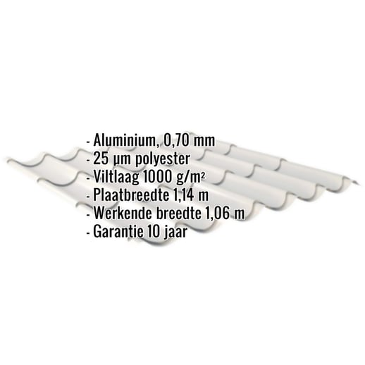 Dakpanplaat 2/1060 | Anti-Drup 1000 g/m² | Aluminium 0,70 mm | 25 µm Polyester | 9006 - Zilver-Metallic #2