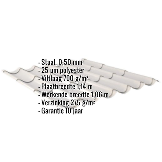 Dakpanplaat 2/1060 | Anti-Drup 700 g/m² | Staal 0,50 mm | 25 µm Polyester | 7035 - Lichtgrijs #2