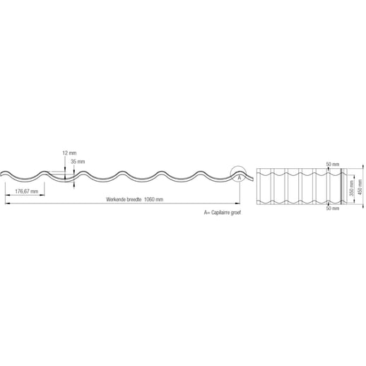 Dakpanplaat 2/1060 | Staal 0,50 mm | 25 µm Polyester | 8012 - Roodbruin #10