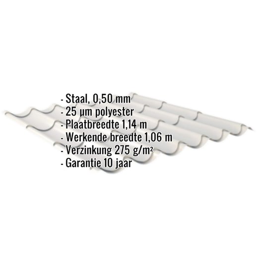 Dakpanplaat 2/1060 | Staal 0,50 mm | 25 µm Polyester | 9006 - Zilver-Metallic #2