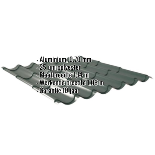 Dakpanplaat 2/1060 | Aluminium 0,70 mm | 25 µm Polyester | 6005 - Mosgroen #2