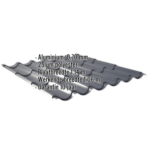 Dakpanplaat 2/1060 | Aluminium 0,70 mm | 25 µm Polyester | 7016 - Antracietgrijs #2