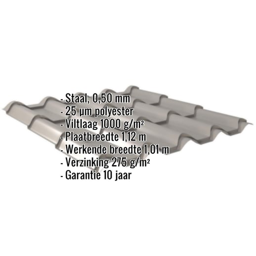 Dakpanplaat EUROPA | Anti-Drup 1000 g/m² | Staal 0,50 mm | 25 µm Polyester | 9007 - Grijs aluminiumkleurig #2
