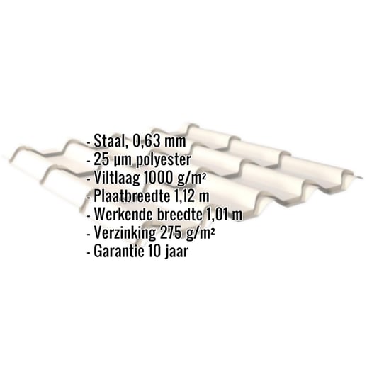 Dakpanplaat EUROPA | Anti-Drup 1000 g/m² | Staal 0,63 mm | 25 µm Polyester | 9010 - Zuiverwit #2