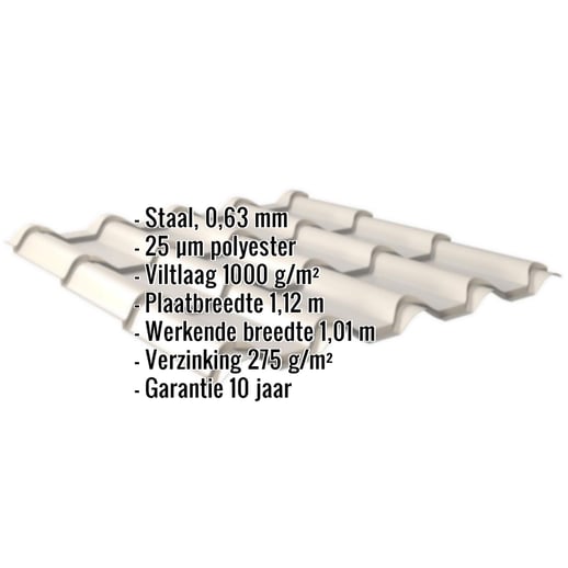 Dakpanplaat EUROPA | Anti-Drup 1000 g/m² | Staal 0,63 mm | 25 µm Polyester | 9002 - Grijswit #2