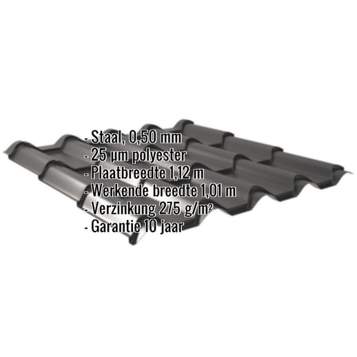Dakpanplaat EUROPA | Staal 0,50 mm | 25 µm Polyester | 9005 - Gitzwart #2