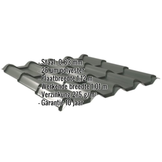 Dakpanplaat EUROPA | Staal 0,63 mm | 25 µm Polyester | 6020 - Chroomoxydegroen #2
