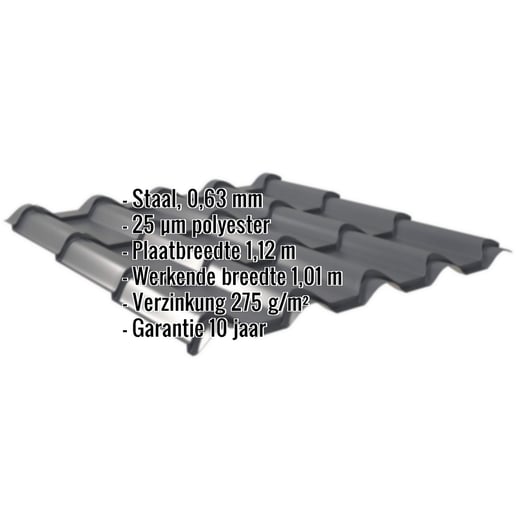 Dakpanplaat EUROPA | Staal 0,63 mm | 25 µm Polyester | 7016 - Antracietgrijs #2