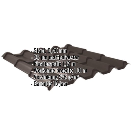 Dakpanplaat EUROPA | Staal 0,50 mm | 35 µm Mattpolyester | 32 - Donkerbruin #2