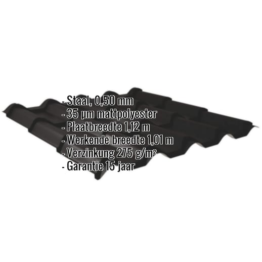 Dakpanplaat EUROPA | Staal 0,50 mm | 35 µm Mattpolyester | 33 - Zwart #2